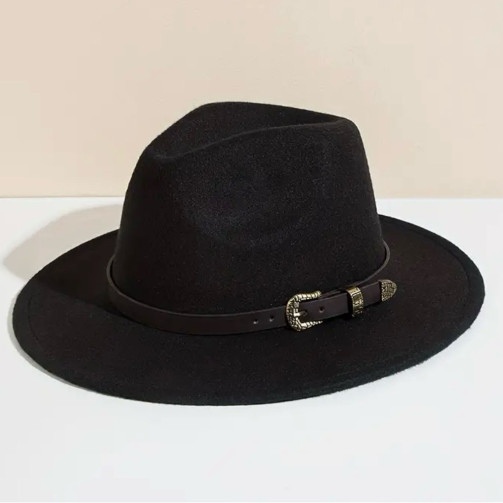 Black 1pc Unisex Trendy Versatile Sunshade Bucket Hat With Belt Buckle!